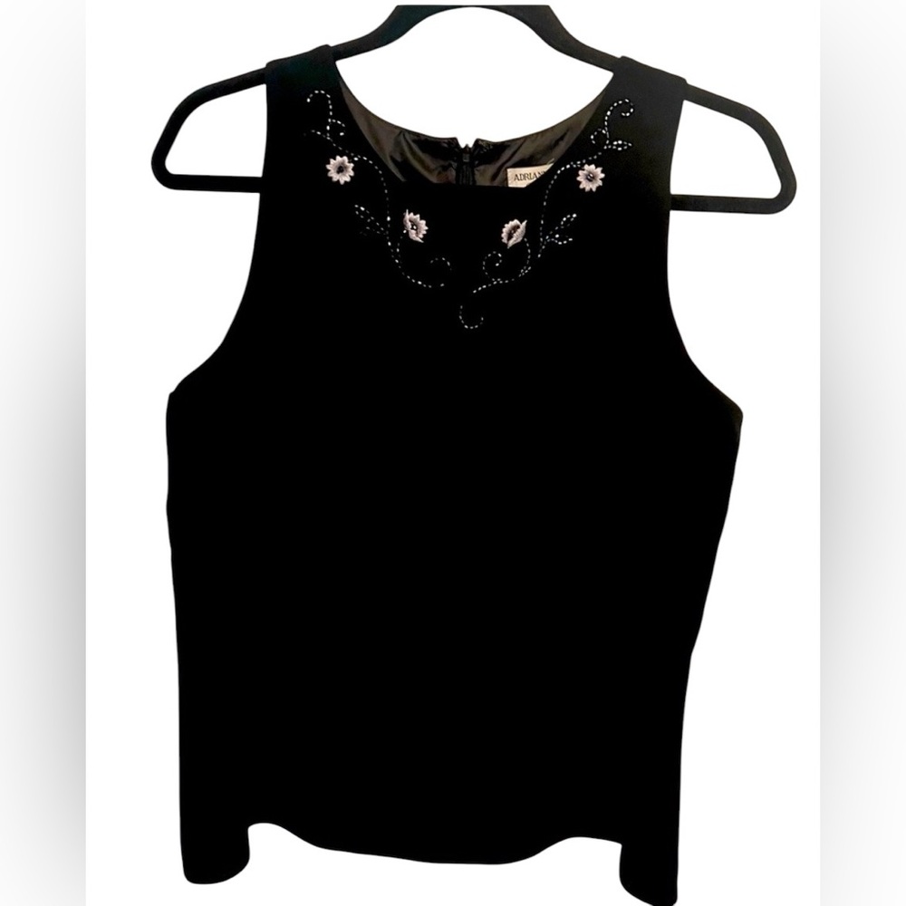 Adriana Papell Evening Essentials Women’s Black Embellished Top Size Large
